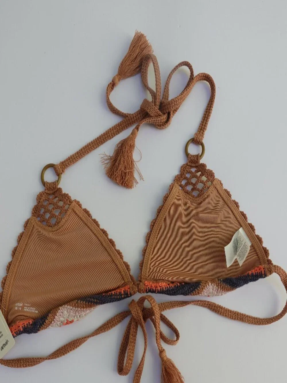 Women's Aerie Crochet String Triangle Bikini Top NEW Size M $49 beach swim
